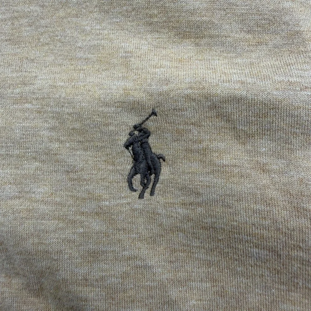 Polo Ralph Lauren Mens XLT Quarter Zip Pullover Tan Brown Heather Jersey Sweater